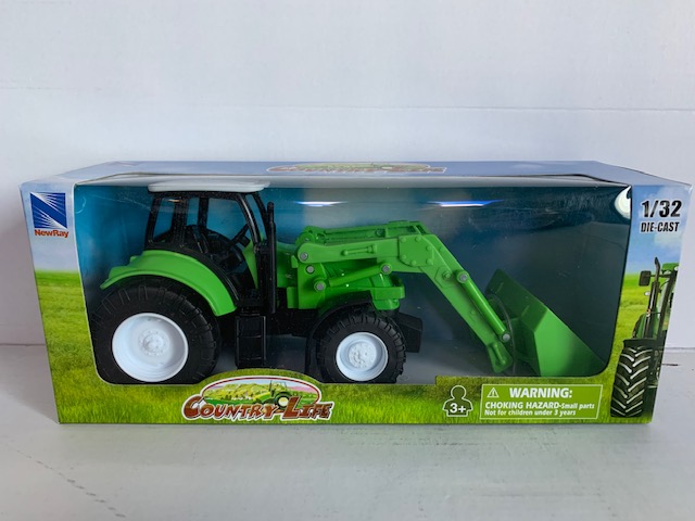 Farm Traktor met Shovel Groen - 1:32